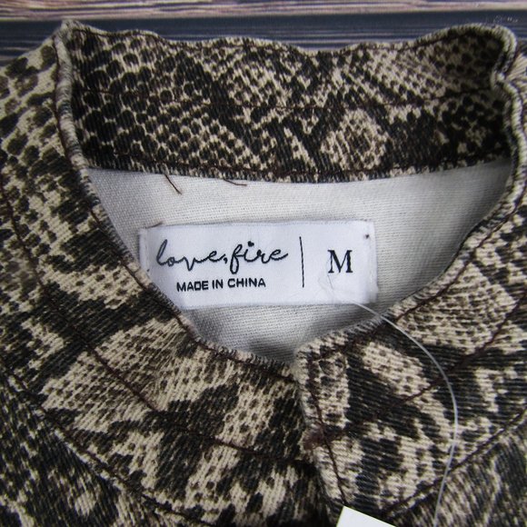 Lovefire NWT NEW Womens Medium Python Twill Full Zip High Neck Bomber Jacket - Picture 4 of 9